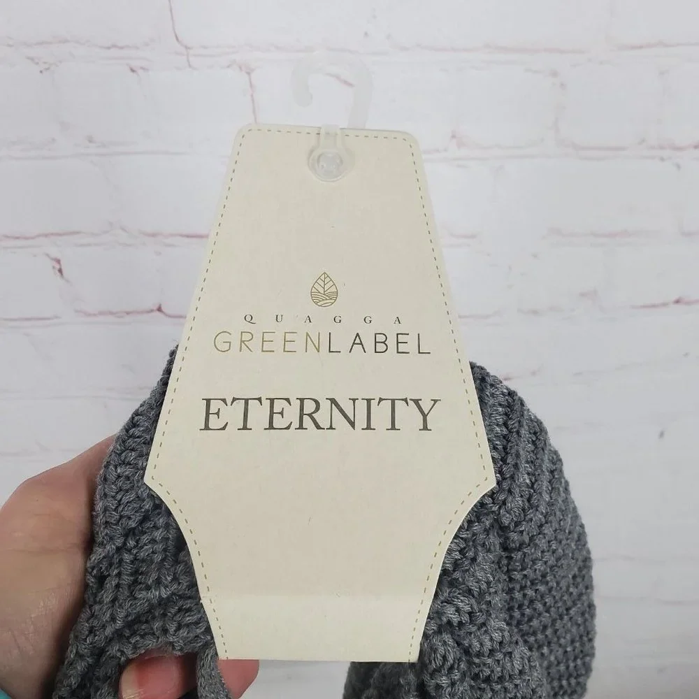 NEW QUAGGA GREEN LABEL Womens Recycled Polyester Infinity Scarf Gray Fringe